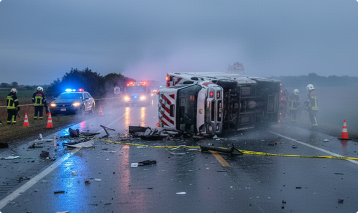Ambulance crash scene