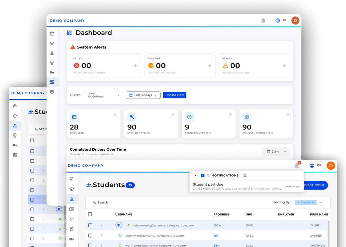 Guardian dashboard and student tracking screens